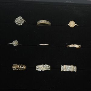 Bulk Lot Of 9 Gold Tone Vintage Rings Sizes 6-6.5